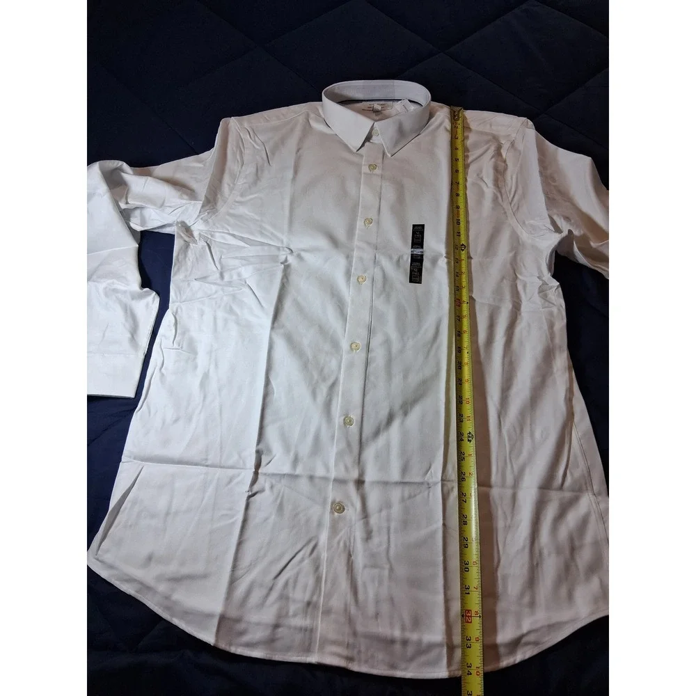 Banana Republic Mens XL Tall White Wrinkle Resistant Slim Fit Untucked Shirt